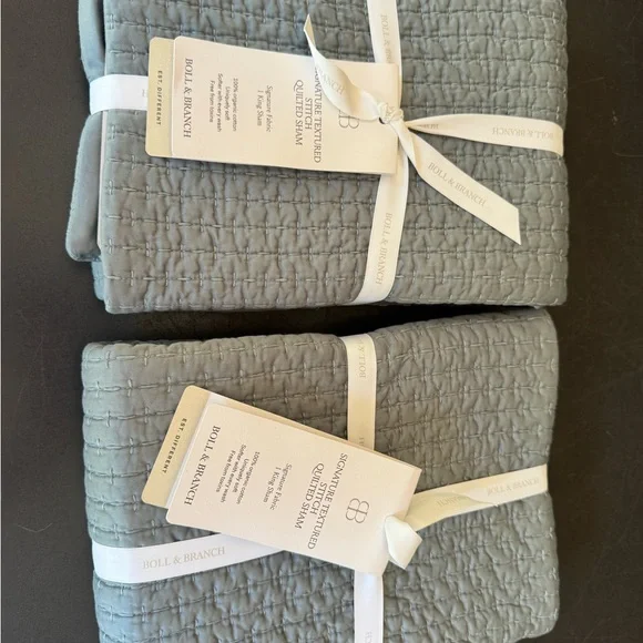 Boll & Branch Bluestone Quilted king pillow shams (2) - Picture 2 of 2